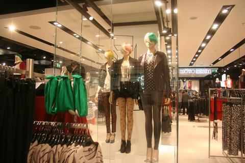 Topshop’s flagship combines many different departments, including make-up and accessories, while twin mannequins are an eye-catching feature throughou